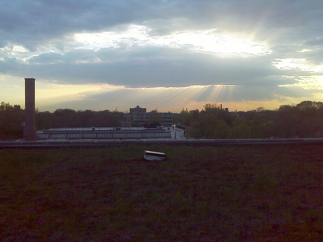 Sunset w/Green Roof by kc_hendrix