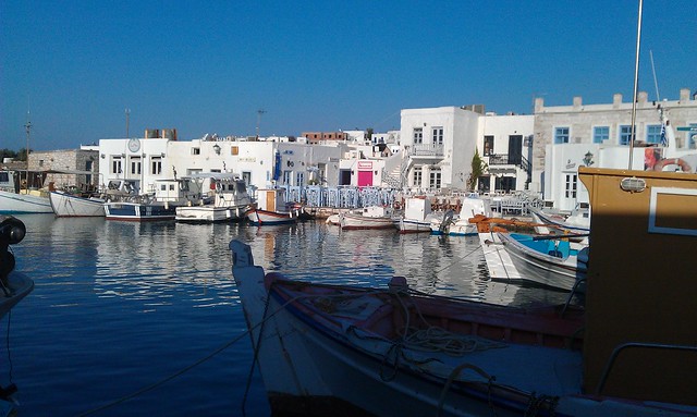 Naoussa picturesque old port, dressed in wonderful pallet of colours, Paros island, Cyclades, Greece