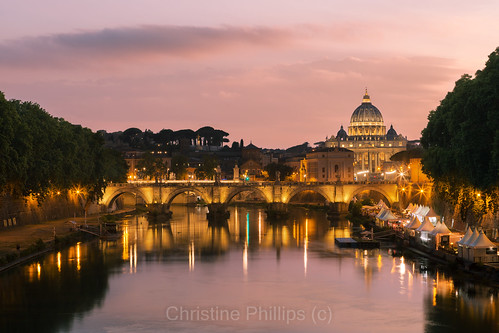 The famous picture of Rome, view of the Vatican over the Tiber River as taken from Punto Umberto