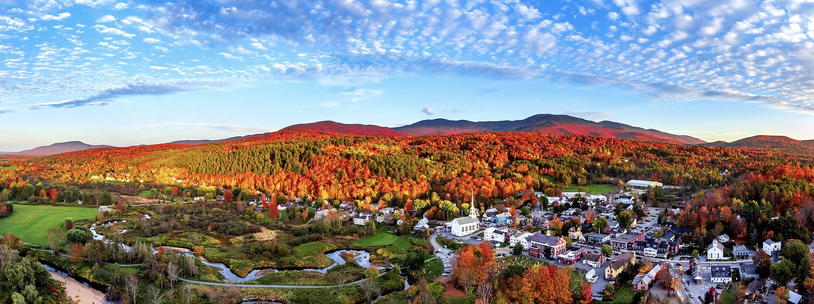 Downtown Stowe At Sunset