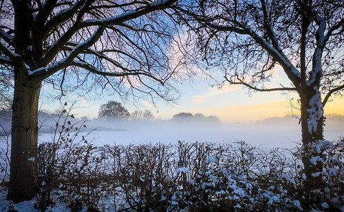 Misty sunset