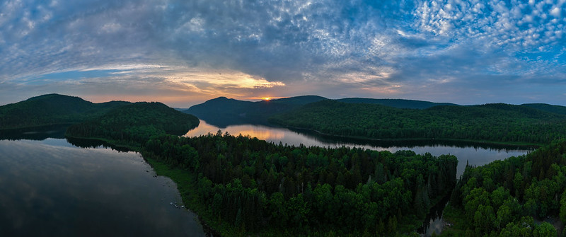 Sunset over Deboullie and Pushineer Ponds - DJI 180º Pano