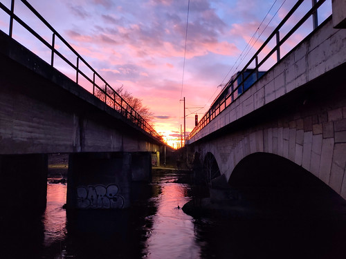 sunset over the railway track