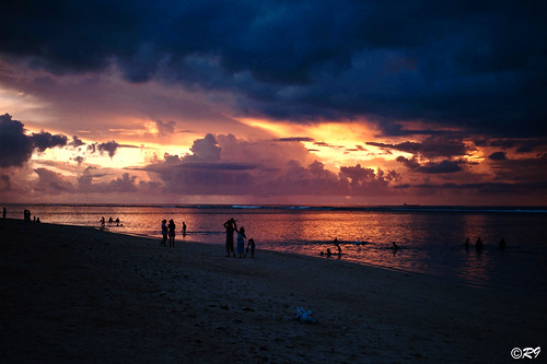 First sunset at the beach Flic en Flac - Mauritius Island