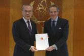 The new Resident Representative of China to the IAEA, HE Mr. LI Song, presented his credentials to IAEA Director General Rafael Mariano Grossi, at the Agency headquarters in Vienna, Austria. 24 February 2023

