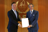 The new Resident Representative of Hungary to the IAEA, HE Mr. Ferenc Dancs, presented his credentials to IAEA Director General Rafael Mariano Grossi, at the Agency headquarters in Vienna, Austria. 1 September 2023


