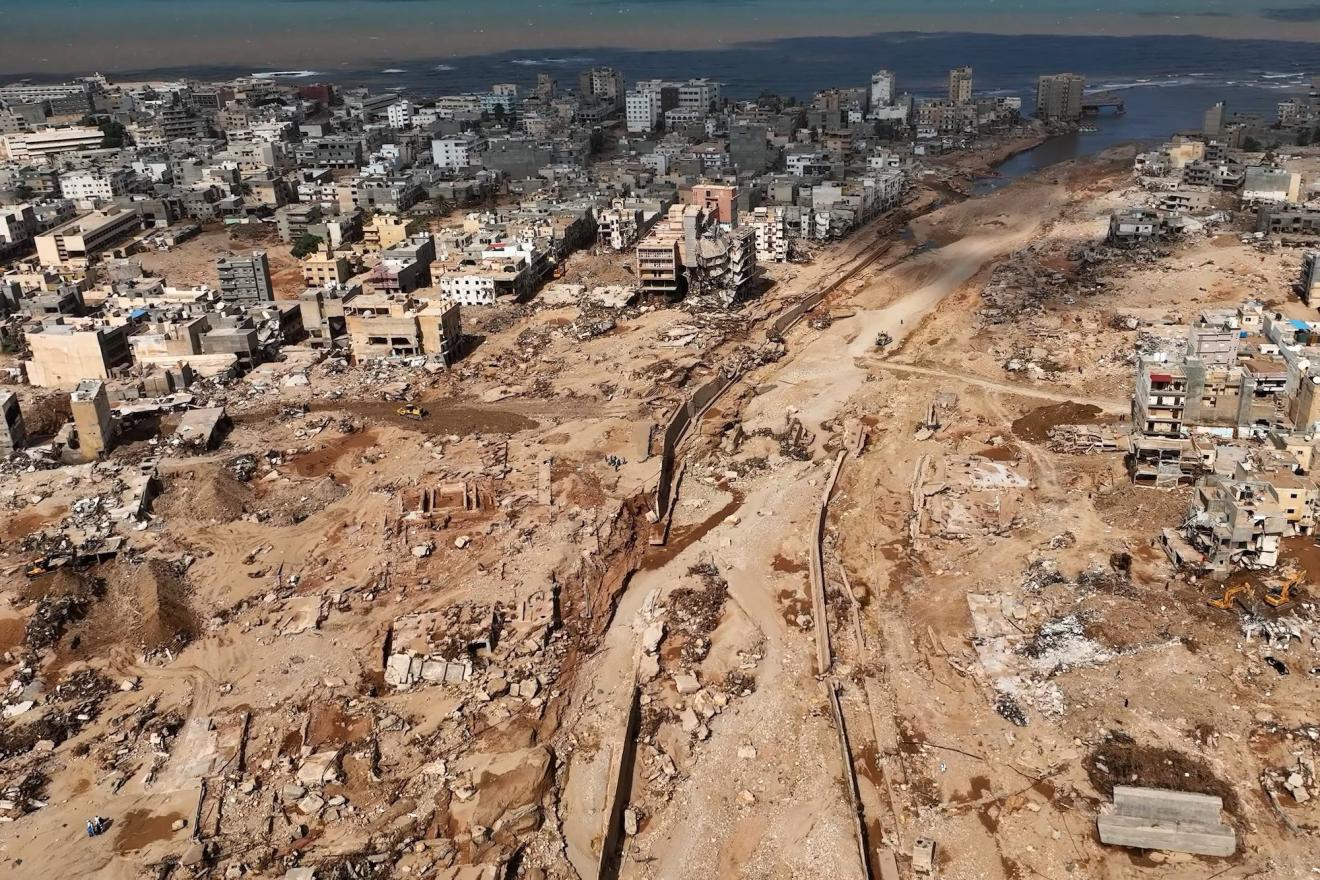 Aerial view of the impact of the floods in Libya.